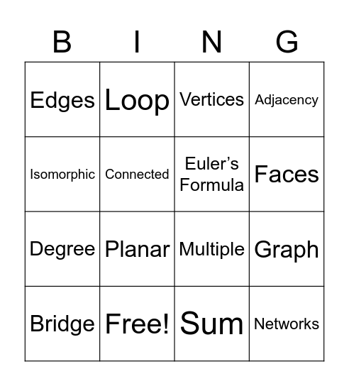 Graphs and Networks 1 Bingo Card