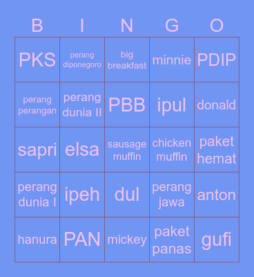 WONY BEST GIRL Bingo Card