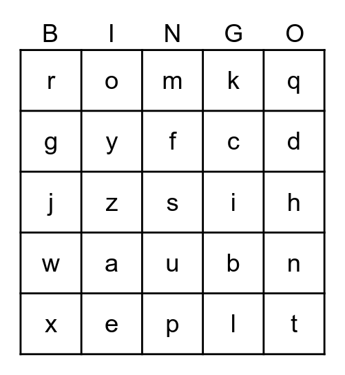 Alphabet Bingo Card