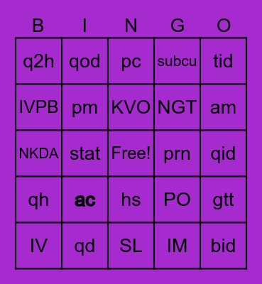 Military Time Bingo Card