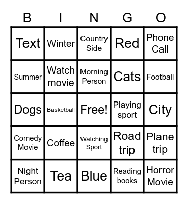 Untitled Bingo Card