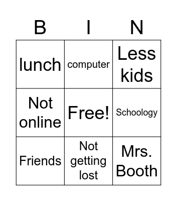 Things that make me happy at School BINGO Card