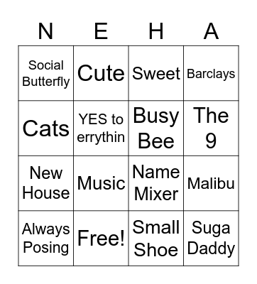 Neha's Birthday BINGO Card