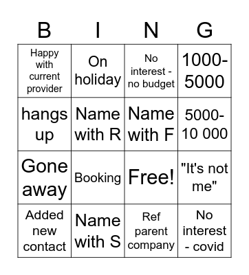 No interest bingo! Bingo Card