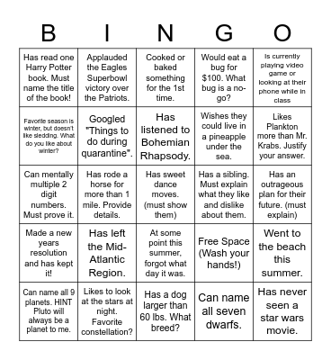 Back To School Bingo - 2020 Edition Bingo Card