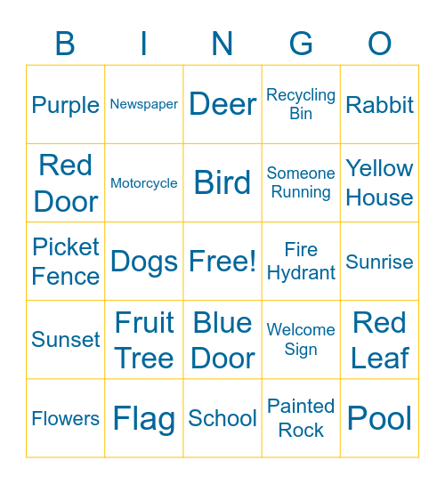 65 Roses Challenge Bingo Card