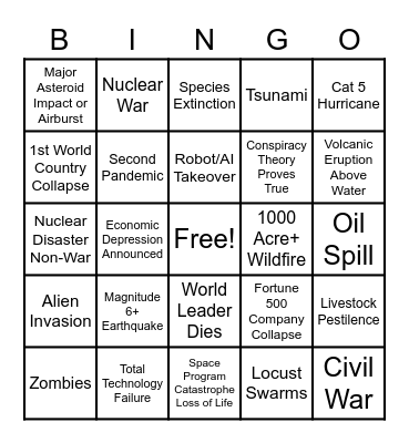 2020 Apocalypse Bingo Card