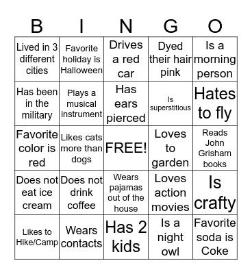 Ice Breaker Bingo Card