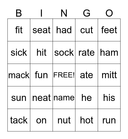 RMK Lessons 53-67 Bingo Card