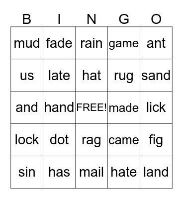 RMK Lesson 68-77 Bingo Card