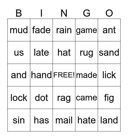RMK Lesson 68-77 Bingo Card