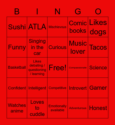 Are you Z3R0’s type? Bingo Card