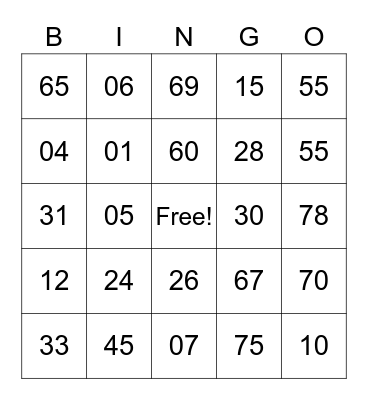 call center bingo Card