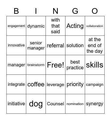 Buzzwords Bingo Round 2 Bingo Card