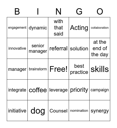 Buzzwords Bingo Round 2 Bingo Card