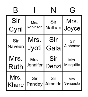 Teachers Day Bingo Card