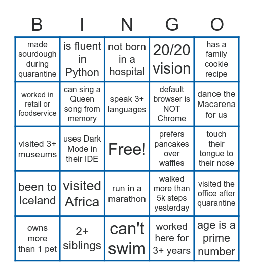 BFS Bingo Card
