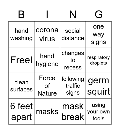 New School Rules Bingo Card