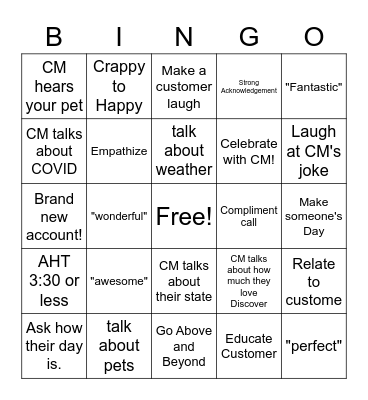 Connection Bingo Card