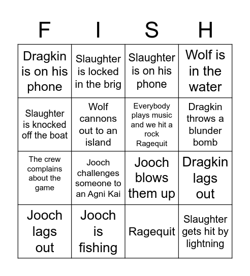 FISH Bingo Card