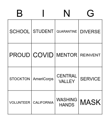 STOCKTON SERVICE CORPS BINGO Card