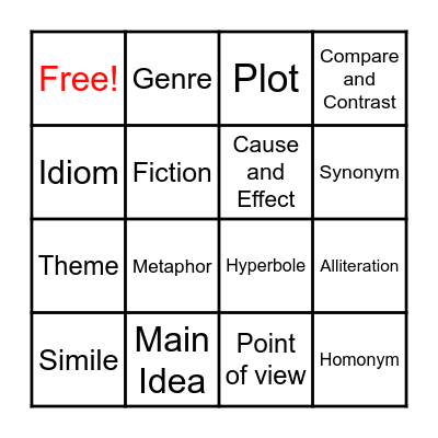 WEEK 2 VOCABULARY Bingo Card