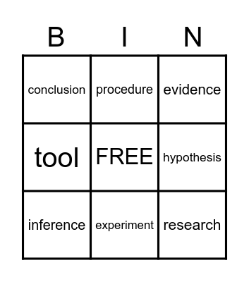 Science Bingo Card