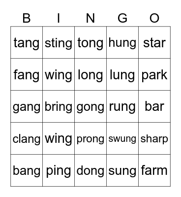 Lesson 17 Bingo Card