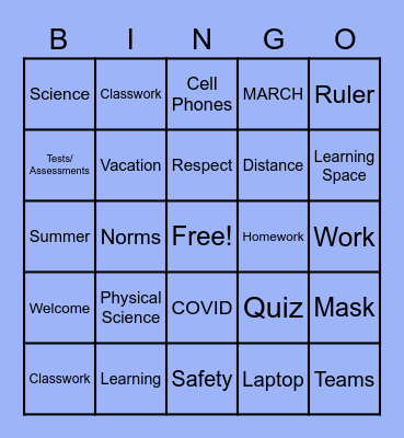 TMS Science BINGO Card