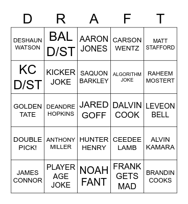 DRAFT BINGO Card