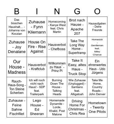 My Home Is My Castle Bingo Card