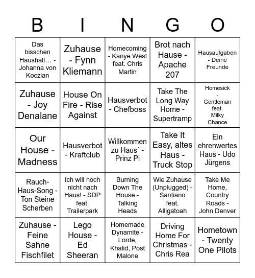 My Home Is My Castle Bingo Card