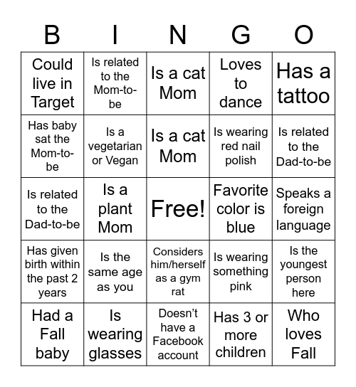 Find the Guest Bingo Card