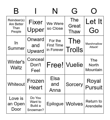 Frozen BINGO Card
