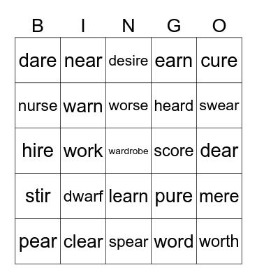 WACKY R'S Bingo Card