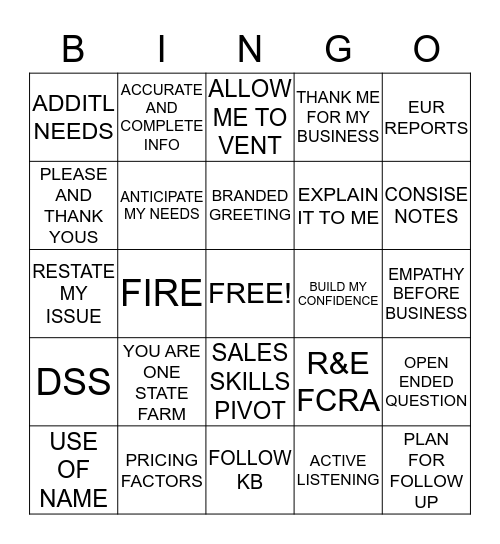 C I R   B I N G O  Bingo Card