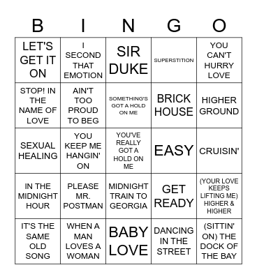 Down with Motown Bingo Card