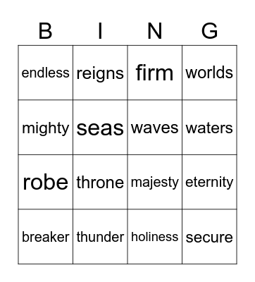 Psalm 93 Bingo Card