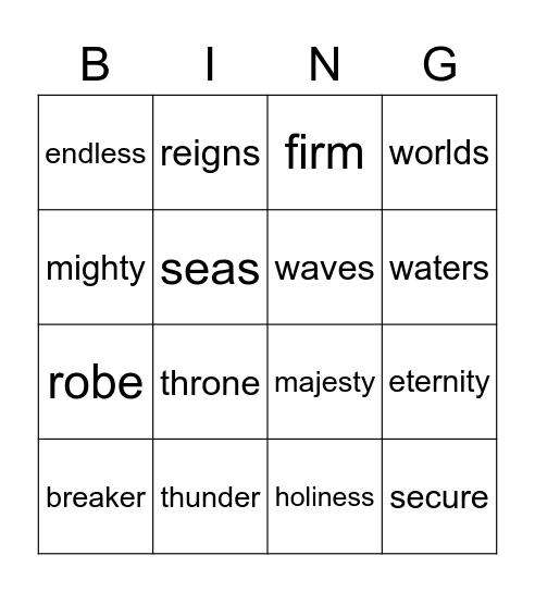 Psalm 93 Bingo Card