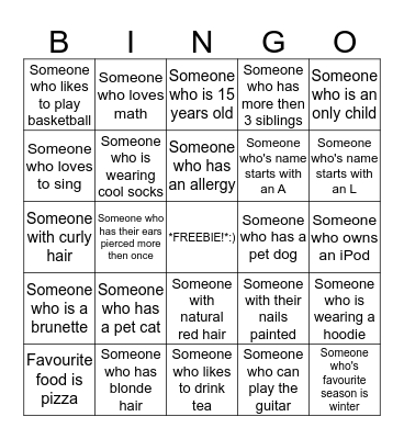 FIND SOMEONE WHO??? Bingo Card