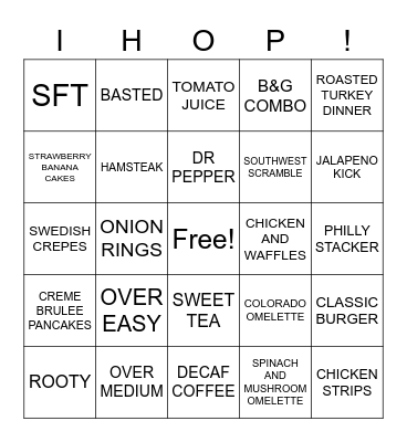IHOP BINGO 2020 Bingo Card