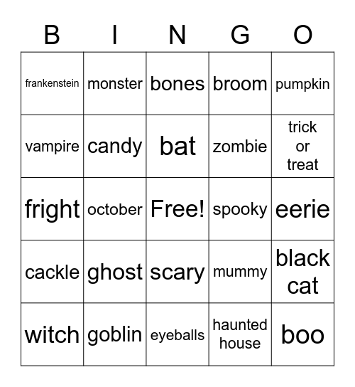 Halloween Bingo Card