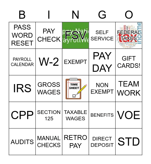 National Payroll Week - Payroll Bingo! Bingo Card