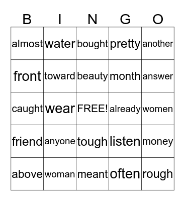 Layer 4 Red Words Bingo Card