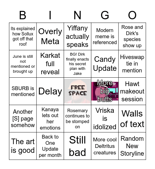Homestuck^2 September Update 1 Bingo Card