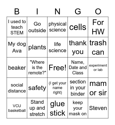 Life Science with Mrs. J.Brown Bingo Card