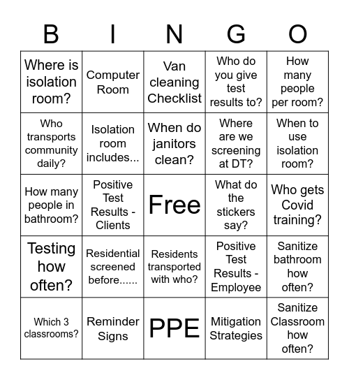 DT Bingo Card