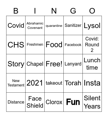 Freshmen Bible Bingo CHS 2020! Bingo Card