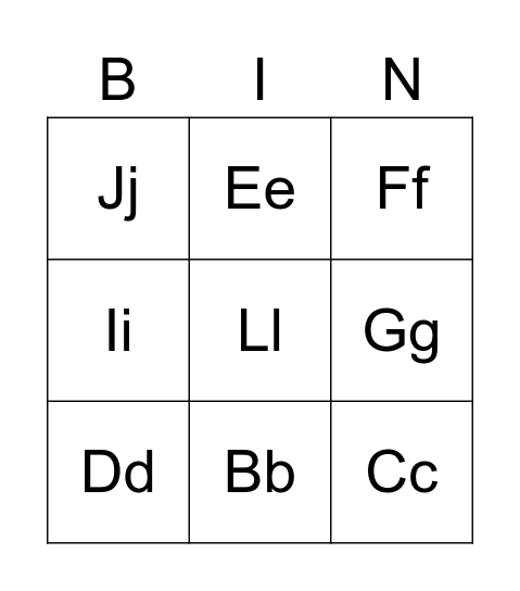 A-L Bingo Card