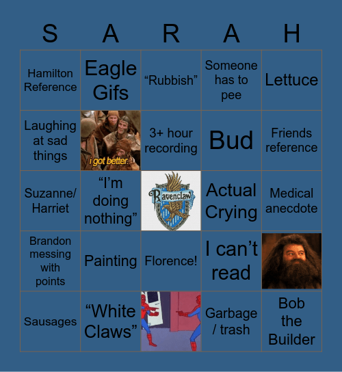 Ravenclaw House Bingo Card